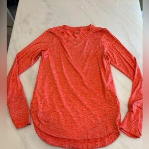 Athleta Uptempo long-sleeve tunic tee, orange, XS